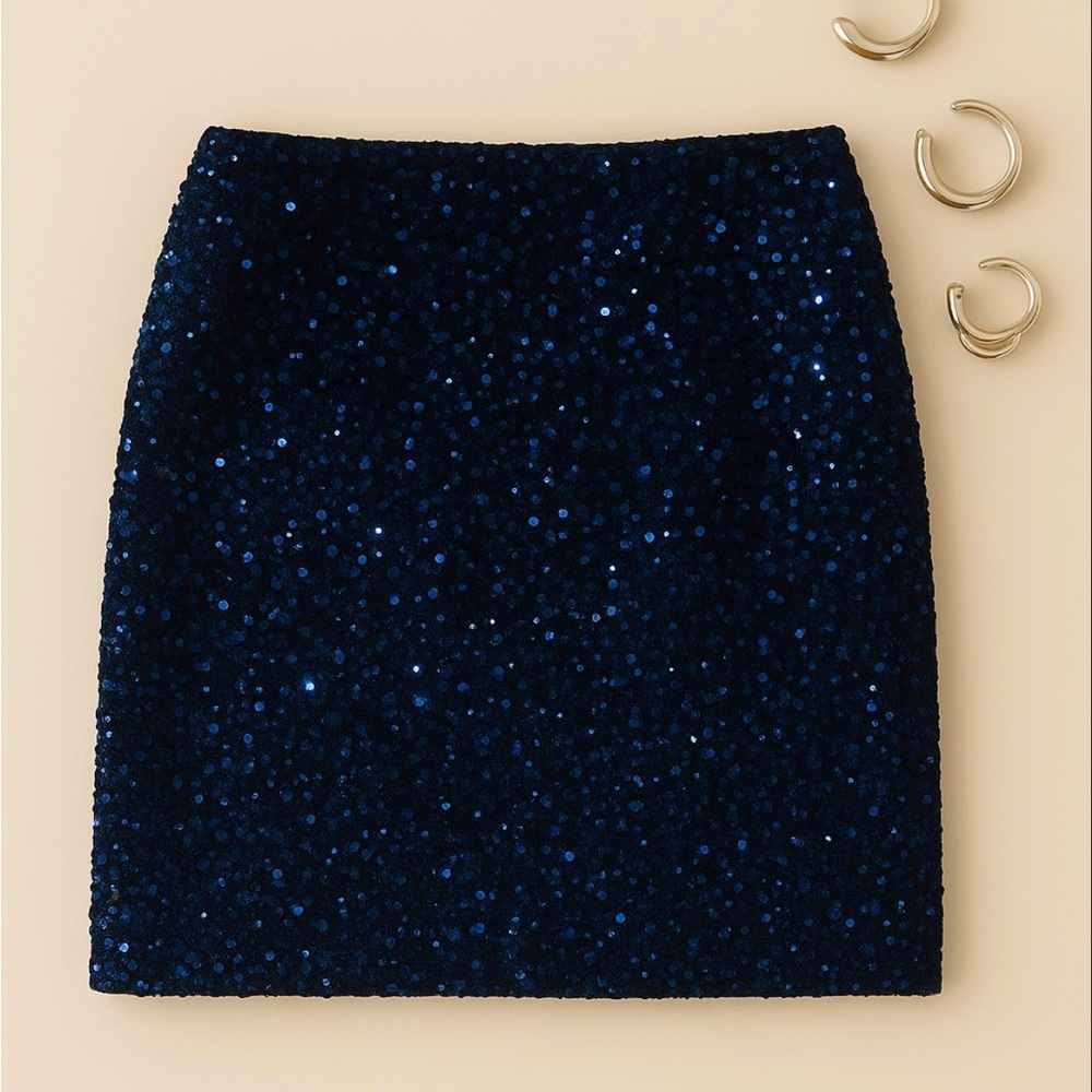 Elegant Navy Sequin Skirt